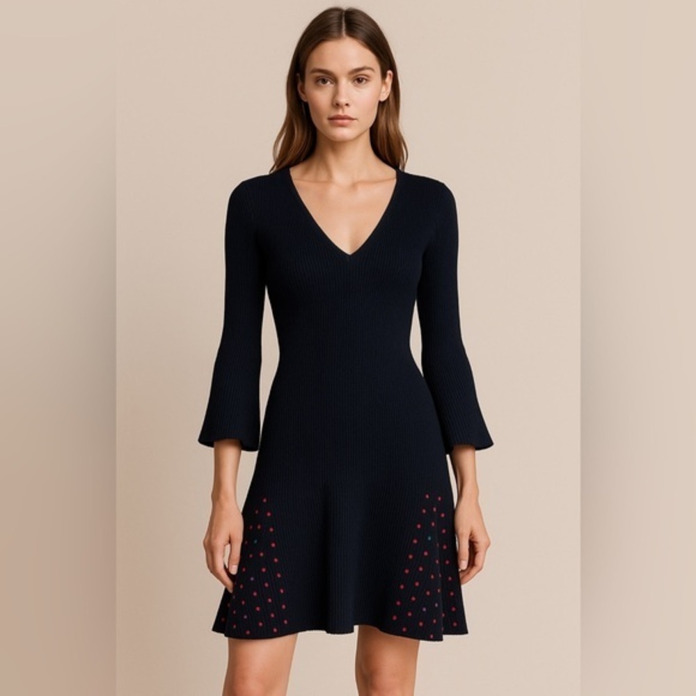 Marco de Vincenzo black ribbed flared mini dress
